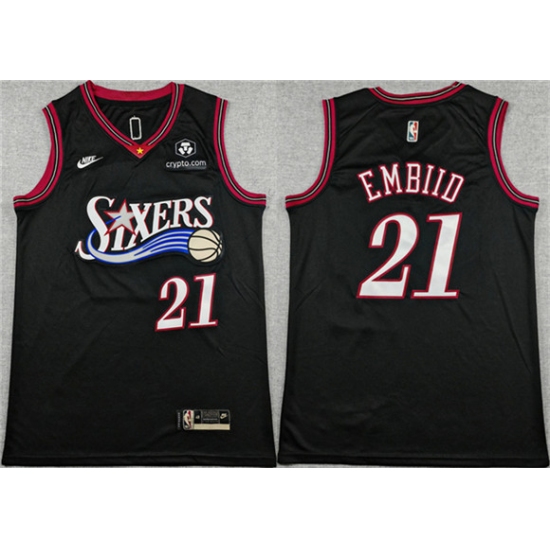 Men's Philadelphia 76ers #21 Joel Embiid Black 2025 Classic Edition Stitched Stitched Jersey - Ujersey