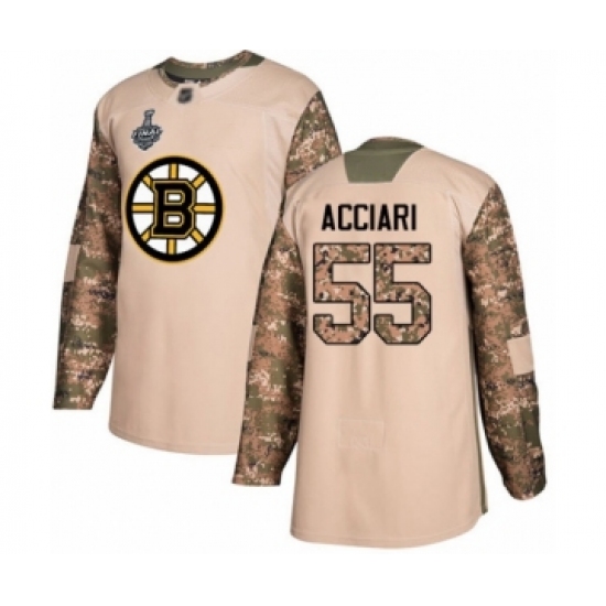 Youth Boston Bruins #55 Noel Acciari Authentic Camo Veterans Day Practice 2019 Stanley Cup Final Bound Hockey Jersey - Ujersey