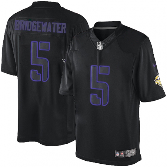 Men's Nike Minnesota Vikings #5 Teddy Bridgewater Limited Black Impact NFL Jersey - Ujersey