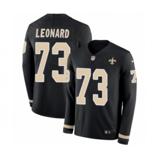 Youth Nike New Orleans Saints #73 Rick Leonard Limited Black Therma Long Sleeve NFL Jersey - Ujersey