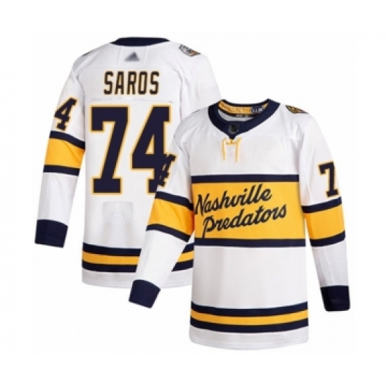 Men's Nashville Predators #74 Juuse Saros Authentic White 2020 Winter Classic Hockey Jersey - Ujersey