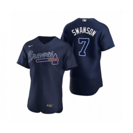 Men's Atlanta Braves #7 Dansby Swanson Nike Navy Authentic 2020 Alternate Jerseys - Ujersey