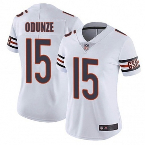 Women Chicago Bears #15 Rome Odunze White Vapor Stitched Jersey - Ujersey