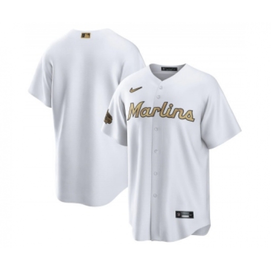 Men's Miami Marlins Blank White 2022 All-Star Cool Base Stitched Baseball Jersey - Ujersey