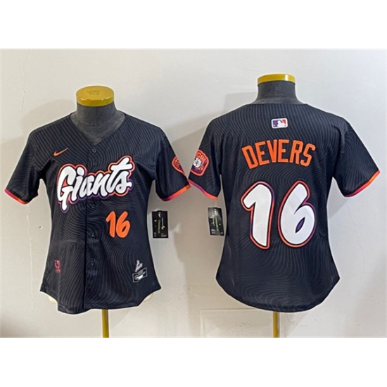Women's San Francisco Giants #16 Rafael Devers Anthracite 2025 City Connect Limited Stitched Baseball Jersey(Run Small) - Ujersey