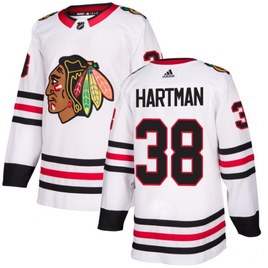 Women's Adidas Chicago Blackhawks #38 Ryan Hartman Authentic White Away NHL Jersey - Ujersey