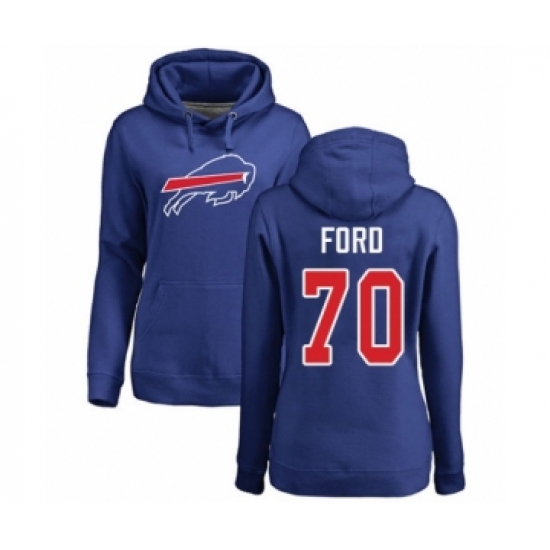 Football Women's Buffalo Bills #70 Cody Ford Royal Blue Name & Number Logo Pullover Hoodie - Ujersey