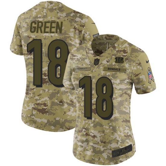 Women's Nike Cincinnati Bengals #18 A.J. Green Limited Camo 2018 Salute to Service NFL Jersey - Ujersey