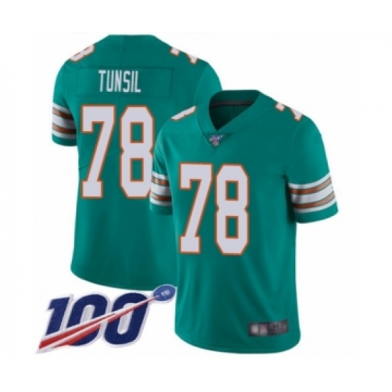 Men's Miami Dolphins #78 Laremy Tunsil Aqua Green Alternate Vapor Untouchable Limited Player 100th Season Football Jersey - Ujersey