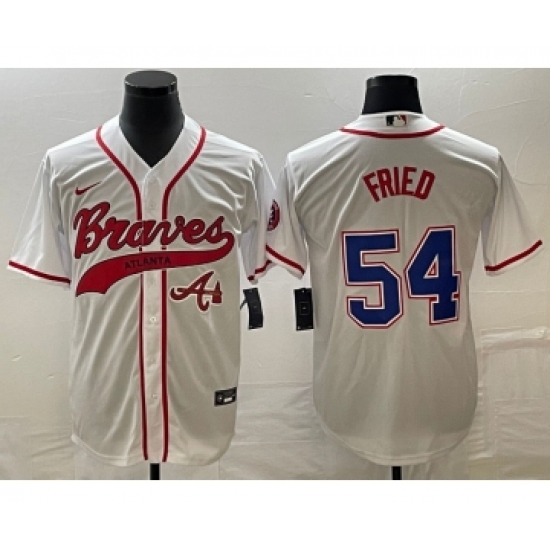 Men's Atlanta Braves #54 Max Fried White Cool Base Stitched Baseball Jersey - Ujersey