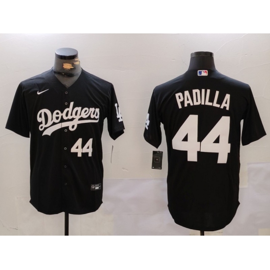 Men's Los Angeles Dodgers #44 Vicente Padilla Number Black Cool Base Stitched Jerseys - Ujersey