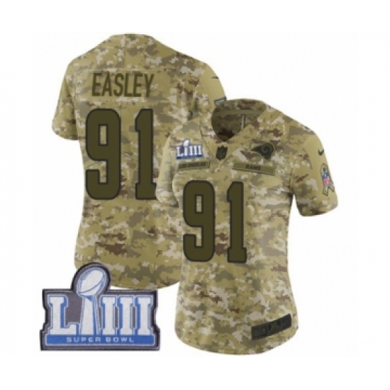 Women's Nike Los Angeles Rams #91 Dominique Easley Limited Camo 2018 Salute to Service Super Bowl LIII Bound NFL Jersey - Ujersey