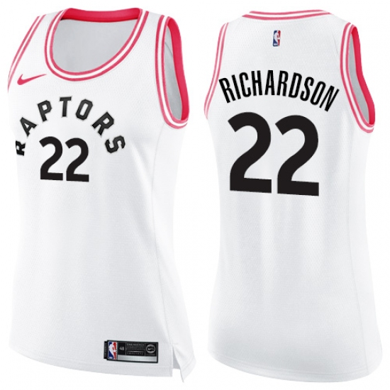 Women's Nike Toronto Raptors #22 Malachi Richardson Swingman White/Pink Fashion NBA Jersey - Ujersey