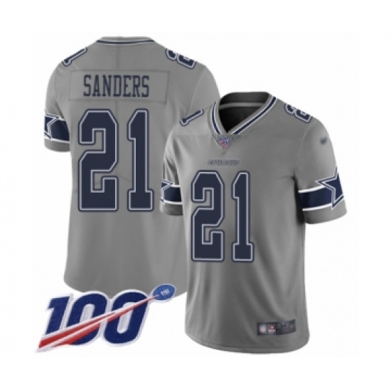 Youth Dallas Cowboys #21 Deion Sanders Limited Gray Inverted Legend 100th Season Football Jersey - Ujersey
