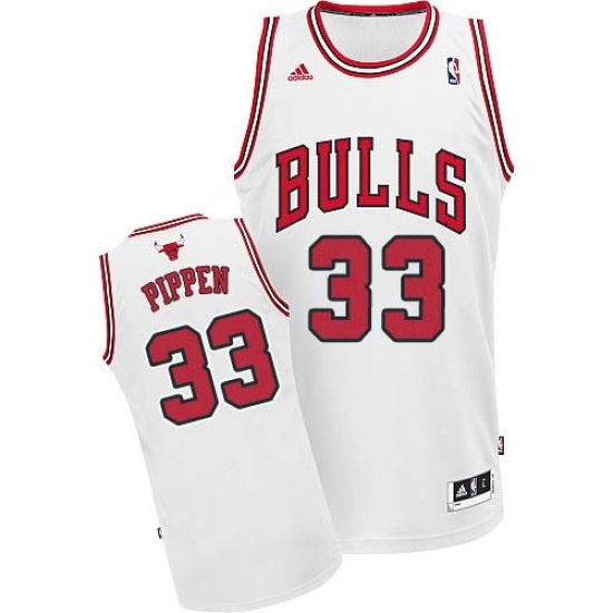 Men's Adidas Chicago Bulls #33 Scottie Pippen Swingman White Home NBA Jersey - Ujersey