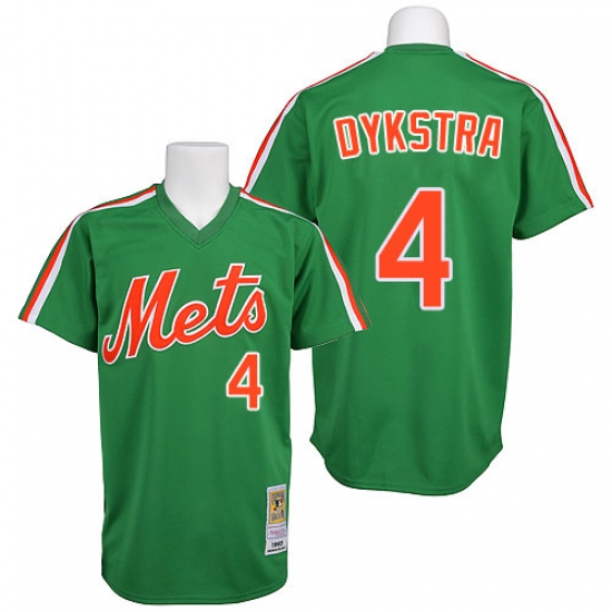 Men's Mitchell and Ness New York Mets #4 Lenny Dykstra Replica Green 1985 Throwback MLB Jersey - Ujersey