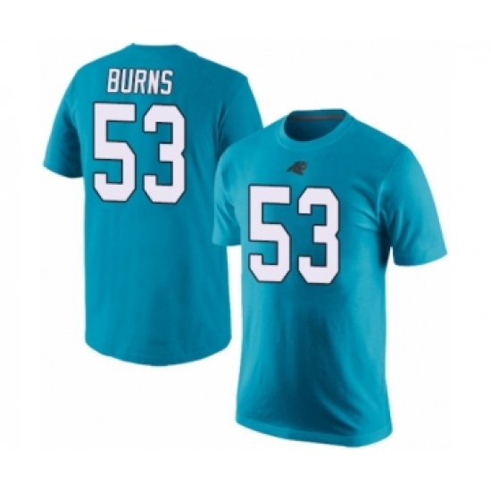 Football Men's Carolina Panthers #53 Brian Burns Blue Rush Pride Name & Number T-Shirt - Ujersey