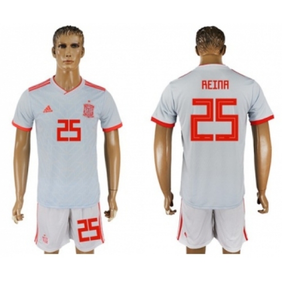 Spain #25 Reina Away Soccer Country Jersey