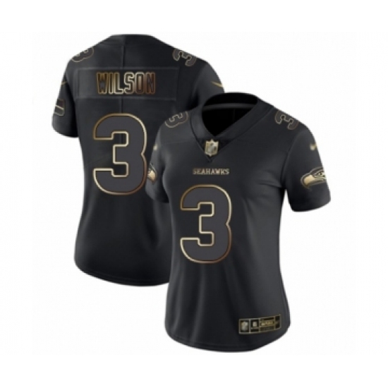 Women's Seattle Seahawks #3 Russell Wilson Black Gold Vapor Untouchable Limited Football Jersey - Ujersey