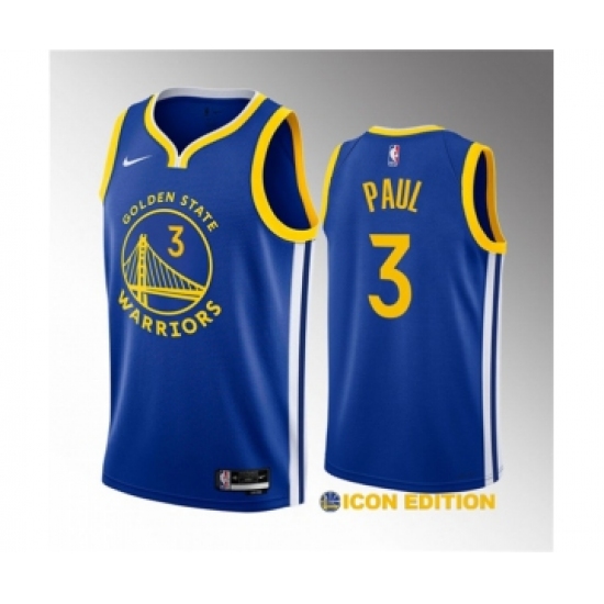 Men's Golden State Warriors #3 Chris Paul Blue Icon Edition Stitched Basketball Jersey - Ujersey