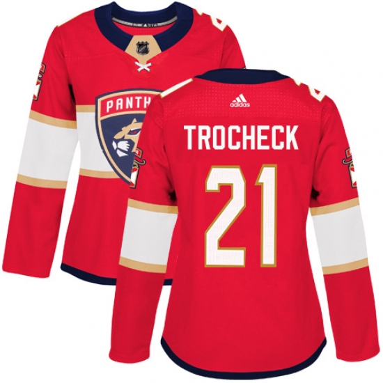 Women's Adidas Florida Panthers #21 Vincent Trocheck Premier Red Home NHL Jersey - Ujersey