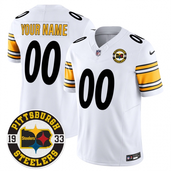 Men’s Pittsburgh Steelers Throwback 1933 Patch white Vapor Limited All Stitched Jersey - Ujersey