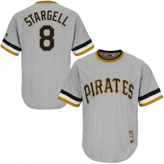 Men's Majestic Pittsburgh Pirates #8 Willie Stargell Authentic Grey Cooperstown Throwback MLB Jersey - Ujersey