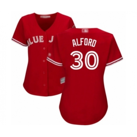 Women's Toronto Blue Jays #30 Anthony Alford Authentic Scarlet Alternate Baseball Player Jersey - Ujersey