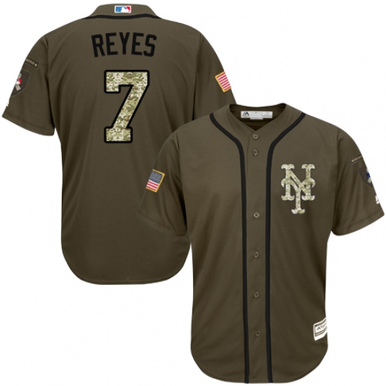 Men's Majestic New York Mets #7 Jose Reyes Authentic Green Salute to Service MLB Jersey - Ujersey