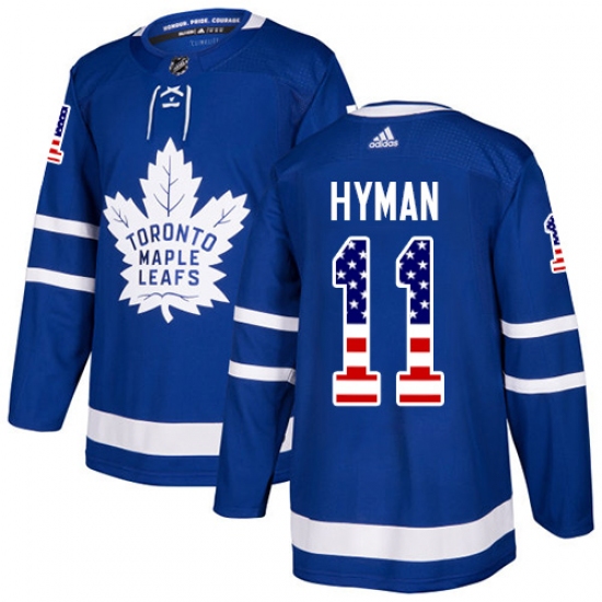 Youth Adidas Toronto Maple Leafs #11 Zach Hyman Authentic Royal Blue USA Flag Fashion NHL Jersey - Ujersey