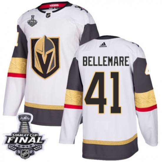 Women's Adidas Vegas Golden Knights #41 Pierre-Edouard Bellemare Authentic White Away 2018 Stanley Cup Final NHL Jersey - Ujersey