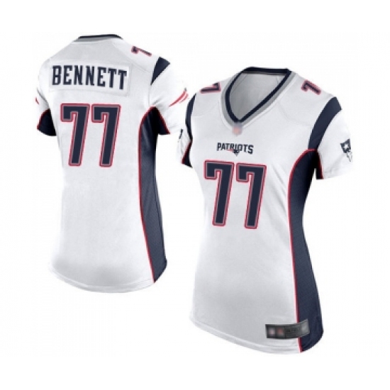 Women's New England Patriots #77 Michael Bennett Game White Football Jersey - Ujersey