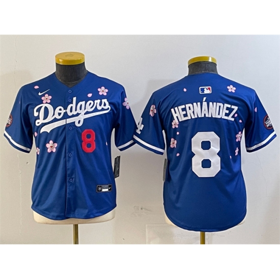 Youth Los Angeles Dodgers #8 Enrique Hernández Royal 2025 Tokyo Series Limited Stitched Baseball Jersey - Ujersey