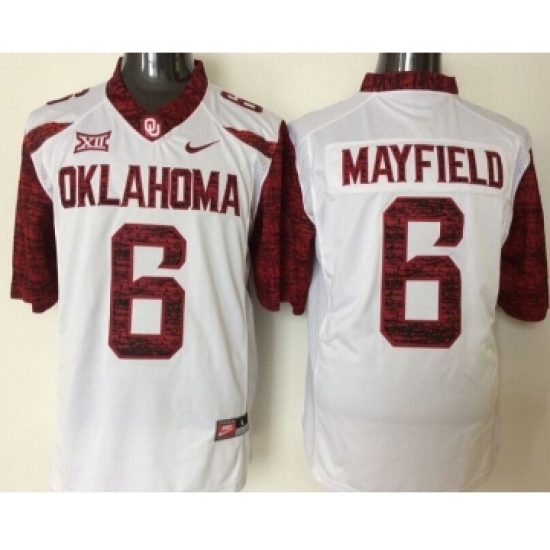 Oklahoma Sooners 6 Baker Mayfield White College Football Jersey - Ujersey