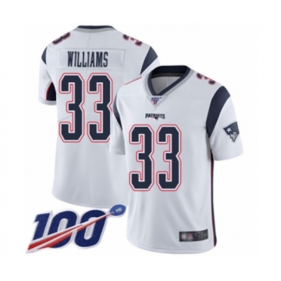 Men's New England Patriots #33 Joejuan Williams White Vapor Untouchable Limited Player 100th Season Football Jersey - Ujersey