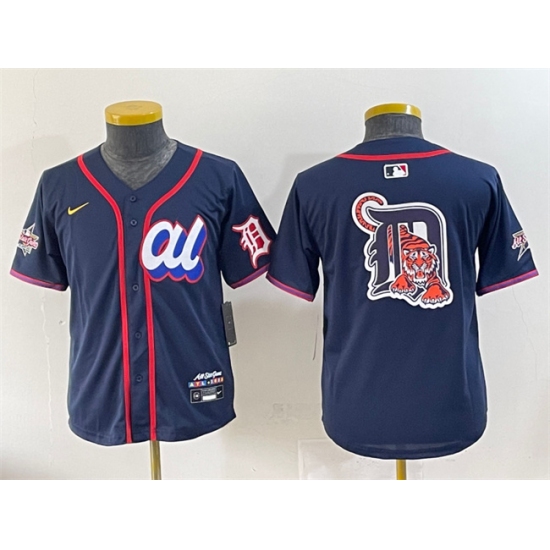 Women's American League Detroit Tigers Team Big Logo Navy 2025 All-Star Edition Limited Stitched Baseball Jersey(Run Small) - Ujersey