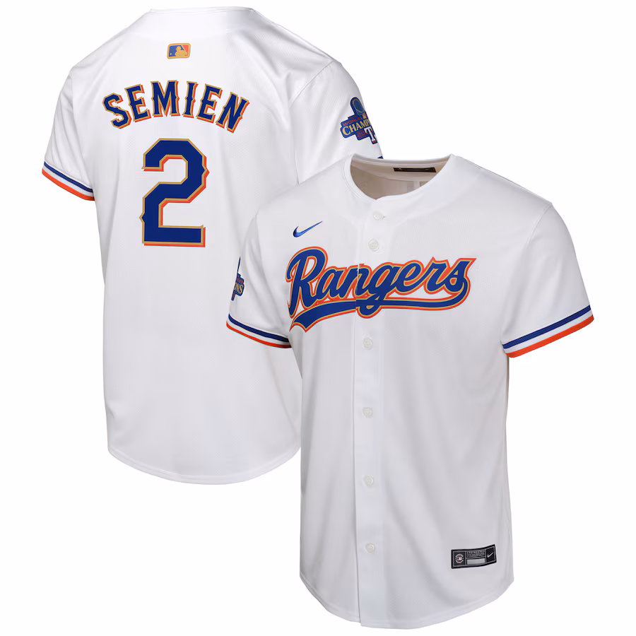 Youth Texas Rangers Marcus Semien Nike White 2024 Gold Collection Limited Player Jersey - Ujersey NHL