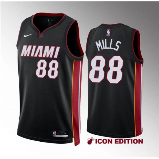 Men's Miami Heat #88 Patrick Mills Black Icon Edition Stitched Basketball Jersey - Ujersey