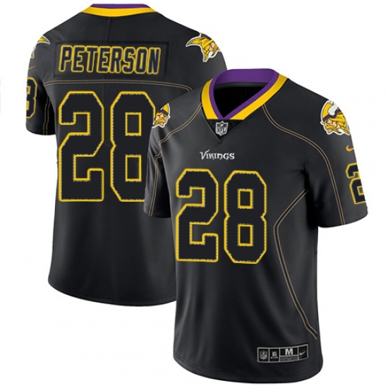 Men's Nike Minnesota Vikings #28 Adrian Peterson Limited Lights Out Black Rush NFL Jersey - Ujersey