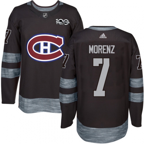 Men's Adidas Montreal Canadiens #7 Howie Morenz Premier Black 1917-2017 100th Anniversary NHL Jersey - Ujersey