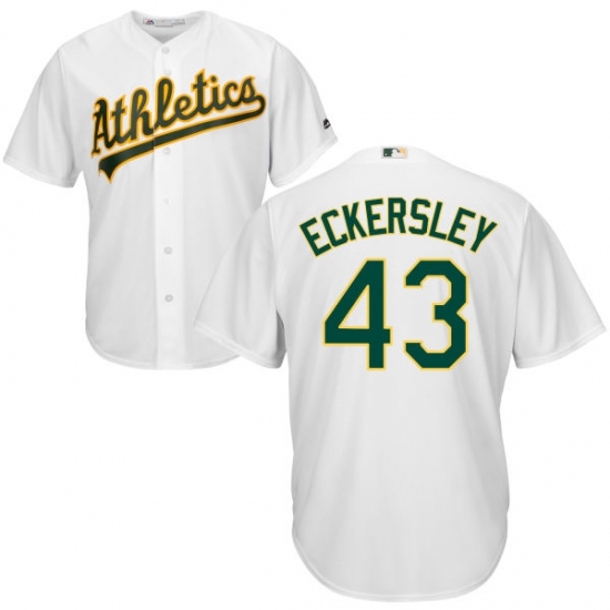 Youth Majestic Oakland Athletics #43 Dennis Eckersley Authentic White Home Cool Base MLB Jersey - Ujersey
