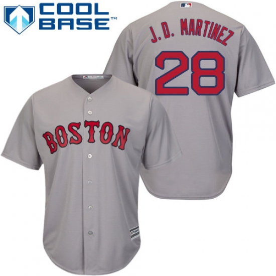 Men's Majestic Boston Red Sox #28 J. D. Martinez Replica Grey Road Cool Base MLB Jersey - Ujersey