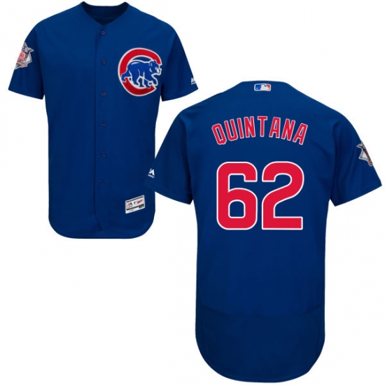 Men's Majestic Chicago Cubs #62 Jose Quintana Royal Blue Alternate Flexbase Authentic Collection MLB Jersey - Ujersey