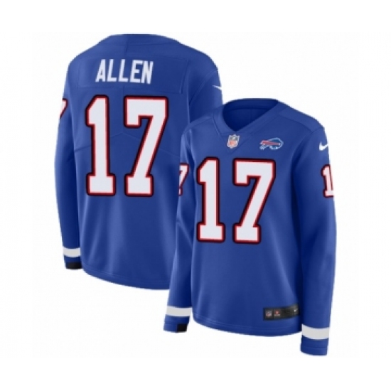 Women's Nike Buffalo Bills #17 Josh Allen Limited Royal Blue Therma Long Sleeve NFL Jersey - Ujersey
