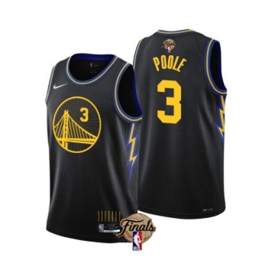 Men's Golden State Warriors #3 Jordan Poole Black 2022 Finals Stitched Jersey