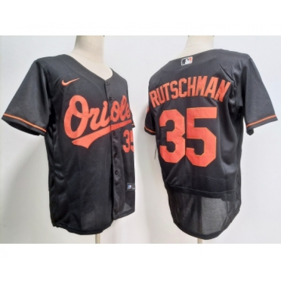 Men's Baltimore Orioles #35 Adley Rutschman Black Stitched Flex Base Nike Jersey - Ujersey