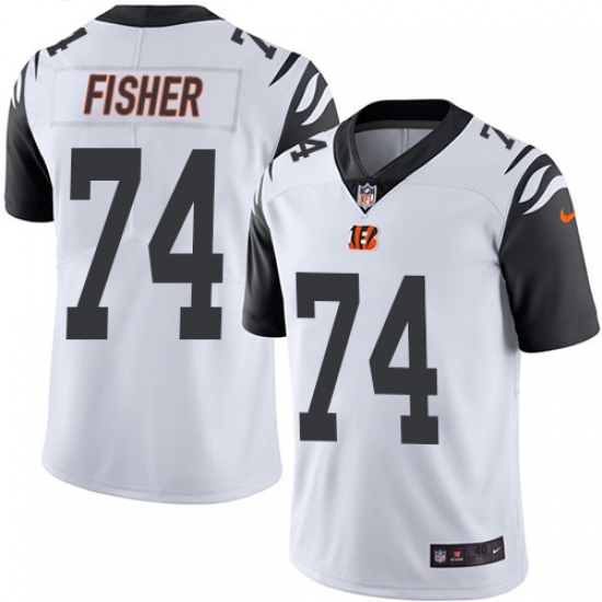 Men's Nike Cincinnati Bengals #74 Jake Fisher Elite White Rush Vapor Untouchable NFL Jersey - Ujersey
