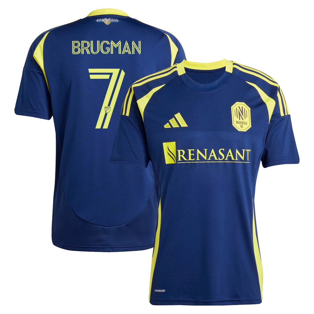 Men's Nashville SC Gastón Brugman adidas Navy 2025 The Heart of Nashville Kit Replica Player Jersey - Ujersey