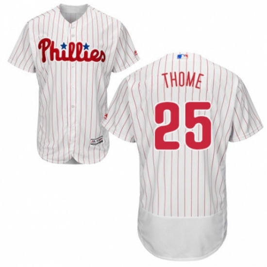 Men's Majestic Philadelphia Phillies #25 Jim Thome White Home Flex Base Authentic Collection MLB Jersey - Ujersey