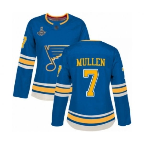 Women's St. Louis Blues #7 Joe Mullen Authentic Navy Blue Alternate 2019 Stanley Cup Champions Hockey Jersey - Ujersey